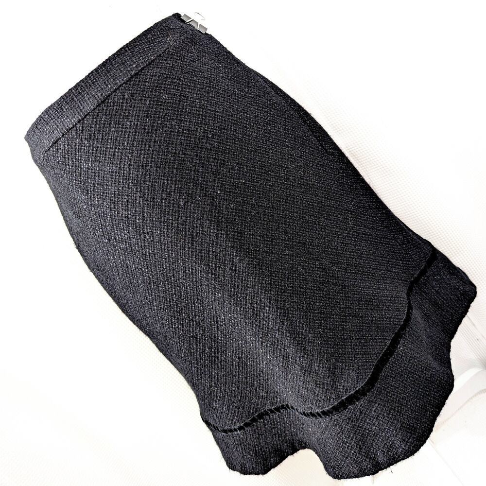 THE GAP! LUXE BLACK NUBBY WOOL BLEND, VELVET RIBBON DETAILED PENCIL SKIRT! SZ 2